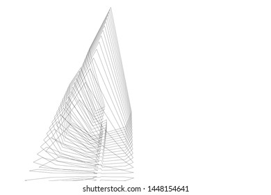 Abstract modern architecture building 3d illustration