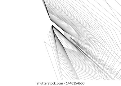 Abstract modern architecture building 3d illustration