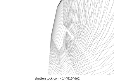 Abstract modern architecture building 3d illustration