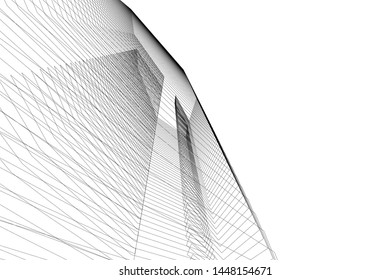 Abstract modern architecture building 3d illustration