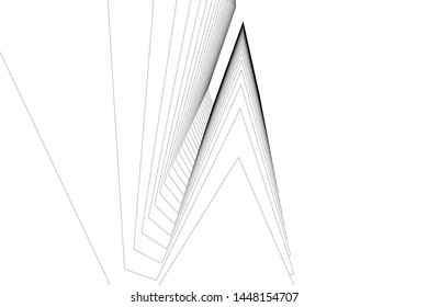 Abstract modern architecture building 3d illustration