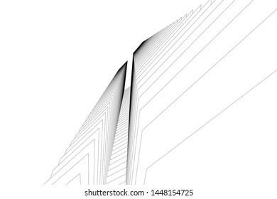 Abstract modern architecture building 3d illustration