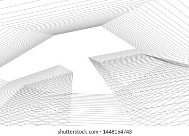 Abstract modern architecture building 3d illustration