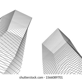 Abstract modern architecture building 3d