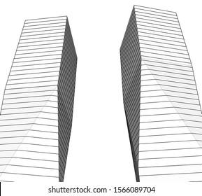 Abstract modern architecture building 3d