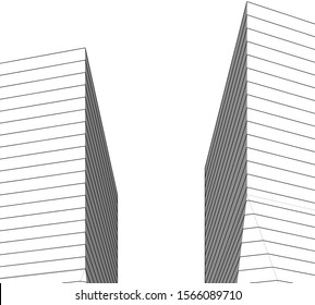 Abstract modern architecture building 3d