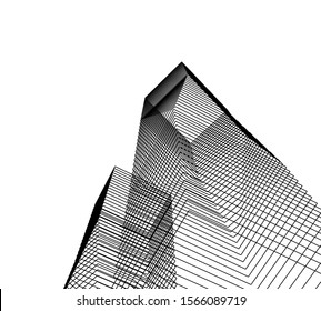 Abstract modern architecture building 3d