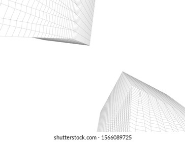 Abstract modern architecture building 3d