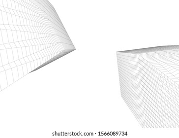 Abstract modern architecture building 3d