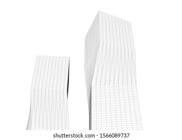 Abstract modern architecture building 3d