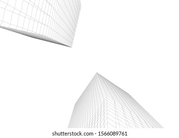 Abstract modern architecture building 3d