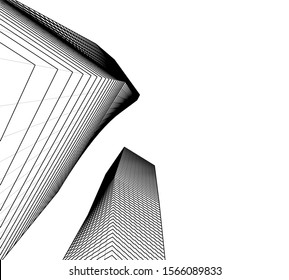 Abstract modern architecture building 3d