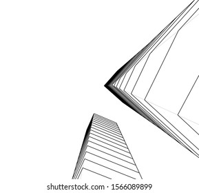 Abstract modern architecture building 3d