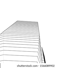 Abstract modern architecture building 3d