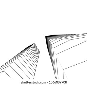 Abstract modern architecture building 3d