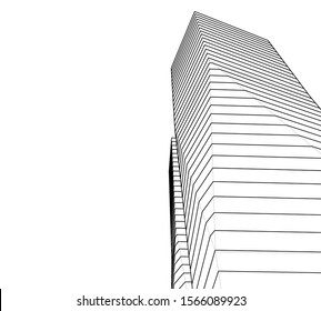 Abstract modern architecture building 3d