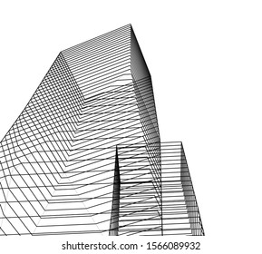 Abstract modern architecture building 3d