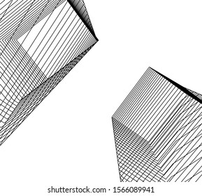 Abstract modern architecture building 3d