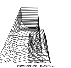 Abstract modern architecture building 3d