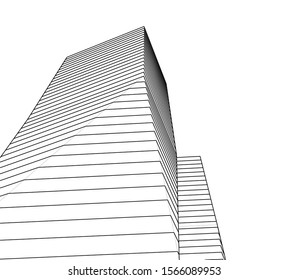 Abstract modern architecture building 3d