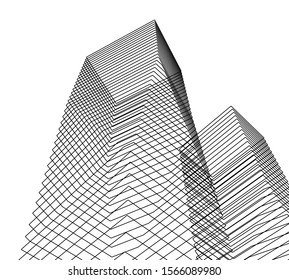 Abstract modern architecture building 3d