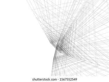 Abstract modern architecture building 3d