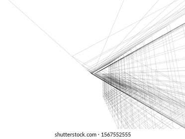 Abstract modern architecture building 3d