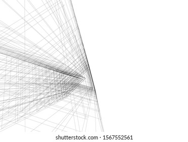 Abstract modern architecture building 3d
