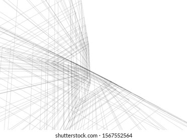 Abstract modern architecture building 3d