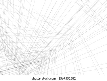 Abstract modern architecture building 3d