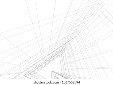 Abstract modern architecture building 3d