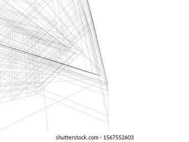 Abstract modern architecture building 3d