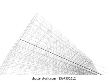 Abstract modern architecture building 3d