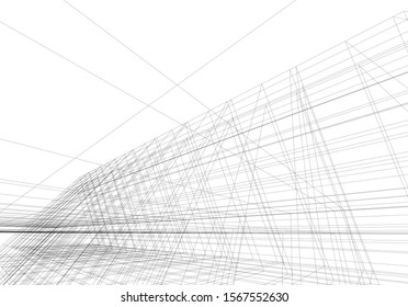 Abstract modern architecture building 3d