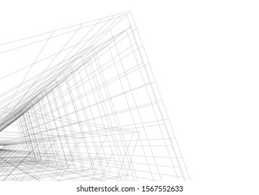 Edificio de arquitectura moderna abstracta 3d