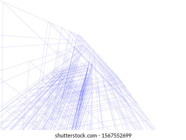 Abstract modern architecture building 3d