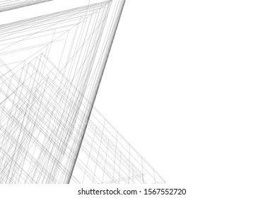 Abstract modern architecture building 3d