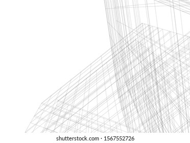 Abstract modern architecture building 3d