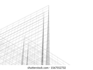 Abstract modern architecture building 3d