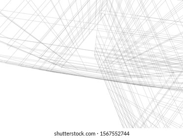 Abstract modern architecture building 3d