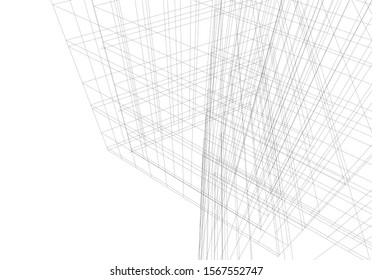 Abstract modern architecture building 3d