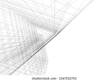 Abstract modern architecture building 3d