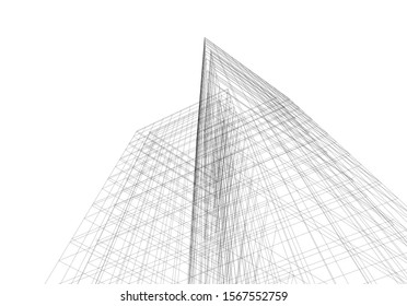 Abstract modern architecture building 3d