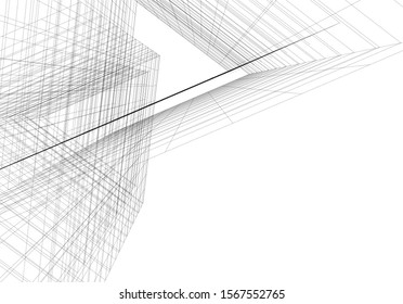 Abstract modern architecture building 3d