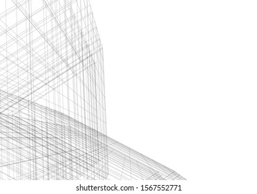 Abstract modern architecture building 3d
