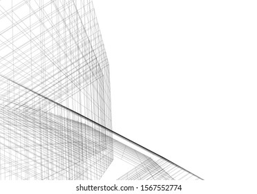 Abstract modern architecture building 3d