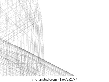 Abstract modern architecture building 3d