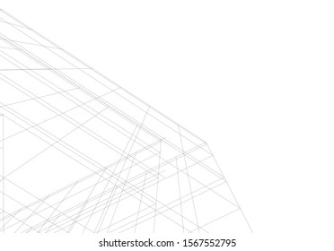 Abstract modern architecture building 3d