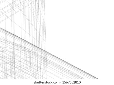 Abstract modern architecture building 3d