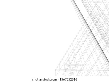 Abstract modern architecture building 3d